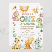 Dinosaurussen One-A-Saurus 1e verjaardag uit te no Kaart (Voorkant / Achterkant)