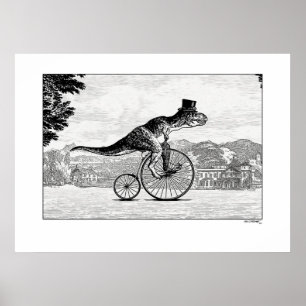 Dinosaurussen op fietsen - T-Rex Poster