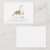 Dinosaurussen Roze Baby shower Luier Raffle Informatiekaartje (Voorkant / Achterkant)