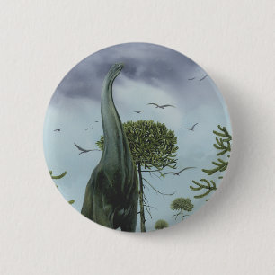 dinosaurussen, Sauroposeidon met vogels die vlieg Ronde Button 5,7 Cm