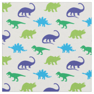 Dinosaurussen Schattigee Silhouetten Blauw en Groe Stof