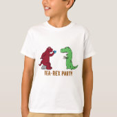 Dinosaurussen T-Rex Tea Party Grappig ontwerp Dino T-shirt (Voorkant)