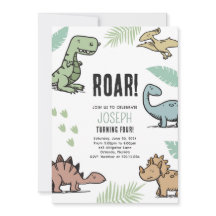 Dinosaurussen T-Rex Verjaardagsfeest Uitnodigen