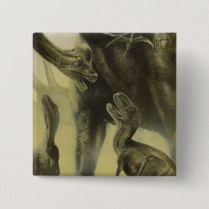 dinosaurussen, Torvosaurus en Brachiosaurus Vierkante Button 5,1 Cm