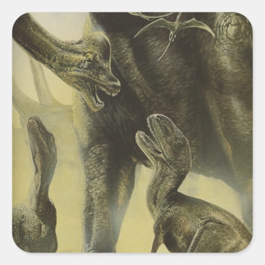 dinosaurussen, Torvosaurus en Brachiosaurus Vierkante Sticker (Voorkant)