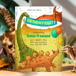 Dinosaurussen Verjaardagsfeest Kinder Jongen Kaart
