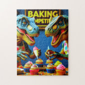 Dinosaurussen werken samen om cupcakes te bakken! legpuzzel (Verticaal)