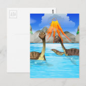 Dinosaurussen zwemmen in het meer briefkaart (Voorkant / Achterkant)