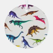 Dinosaurussilhouetten:  schetspatroon. glas ornament (Achterkant)