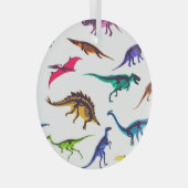 Dinosaurussilhouetten:  schetspatroon. glas ornament (Voorkant Rechts)