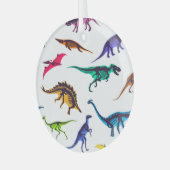 Dinosaurussilhouetten:  schetspatroon. glas ornament (Voorkant links)