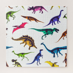 Dinosaurussilhouetten: schetspatroon. legpuzzel