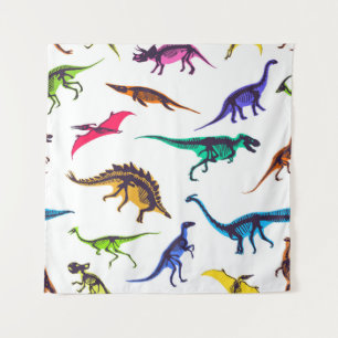 Dinosaurussilhouetten: schetspatroon. wandkleed