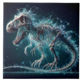 Dinosaurusskelet in dromerig land tegeltje (Voorkant)