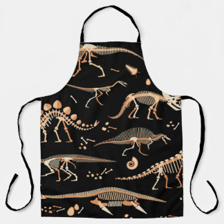 Dinosaurusskeletten, fossielen, patroon. schort