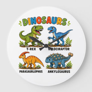 Dinosaurussoorten leren voor kinderen grote klok