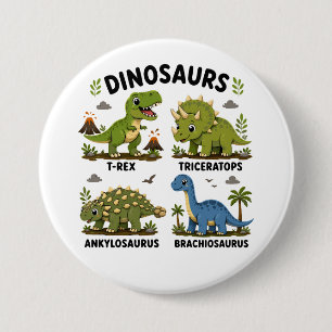 Dinosaurussoorten leren voor kinderen ronde button 7,6 cm