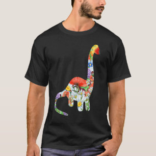 Dinosaurusvormige bloemige grafische bloemenpatroo t-shirt