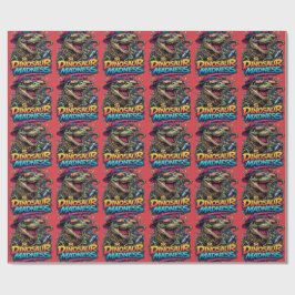 Dinosauruswaanzin — Feestbeest T‑Rex‑afbeelding Cadeaupapier
