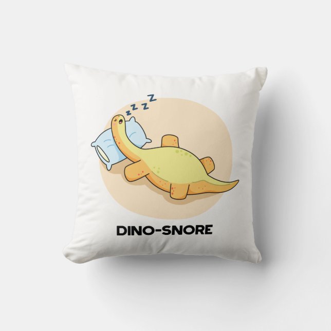 Dinosnore Funny Sleeping Dinosaur Pun Kussen (Voorkant)