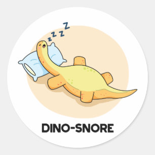 Dinosnore Funny Sleeping Dinosaur Pun Ronde Sticker