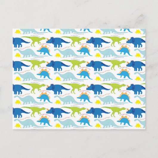 Dinosuar Design Blue en Green Pattern Dino Gifts Briefkaart (Voorkant)