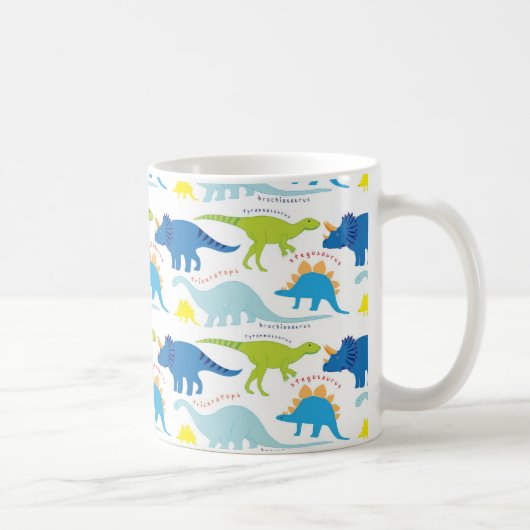Dinosuar Design Blue en Green Pattern Dino Gifts Koffiemok (Rechts)