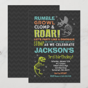 Dinoverjaardagsuitnodiging Dinosaurusreste Feest Kaart