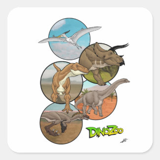 DinoZoo Dinosaur Collage Vierkante Sticker
