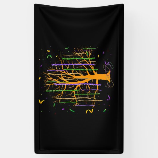 Dinsdag Gras Tree Beads New Orleans 2022 Watercolo Spandoek (Verticaal)