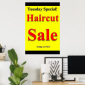 Dinsdag speciale haircut Poster Beauty Salon (Thuiskantoor)