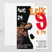 Dinus de ruée féroce T-Rex Invitation d'anniversai (Devant / Derrière)