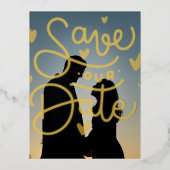 D'invitation À Feuilles D'aluminium Carte Postale Date Foil (Recto)