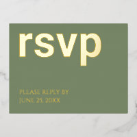 Carte postale Foil RSVP Sage Green Stylish Repas C