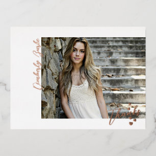 D'invitation À Feuilles D'aluminium Carte postale Merci Plus Hearts Grad Photo Foil