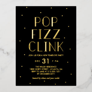 D'invitation À Feuilles D'aluminium Carte postale Pop Fizz Clink Foil