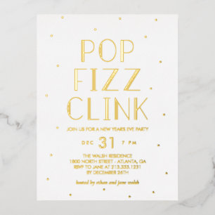 D'invitation À Feuilles D'aluminium Carte postale Pop Fizz Clink Foil