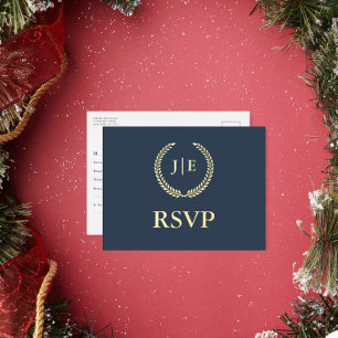 D'invitation À Feuilles D'aluminium Elégante carte postale Mariage Foil Wreath RSVP