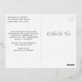 D'invitation À Feuilles D'aluminium Love and Thanks Foil Mariage Carte postale Merci (Verso)