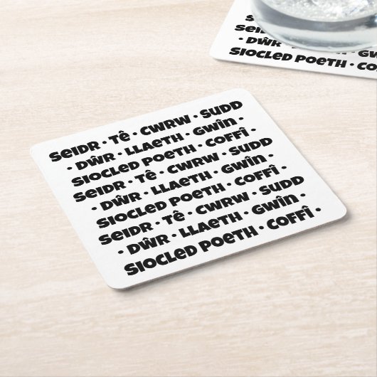 Diodydd / Drink (Welsh) Vierkante Kartonnen Onderzetter (Schuin)
