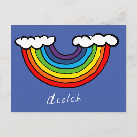 Diolch-kaart (bedankt in het Welsh) - Regenboogont Briefkaart (Voorkant)