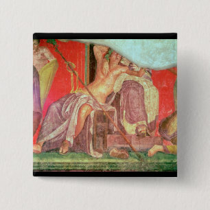 Dionysian Entourage met Dionysus Vierkante Button 5,1 Cm
