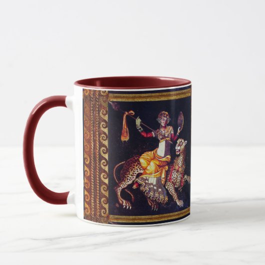 DIONYSOS MET EEN GROOTSCHALIGE LEOPARD Griekse moz Mok (Links)