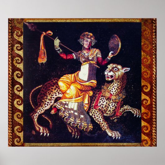 DIONYSOS MET EEN GROOTSCHALIGE LEOPARD Griekse moz Poster (Voorkant)