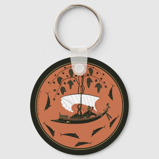 Dionysus Cup: Griekse God op Scheepslijnen en dolf Sleutelhanger (Voorkant)