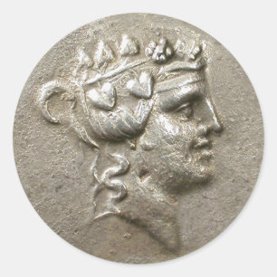 Dionysus tetradrachme-Sticker Ronde Sticker