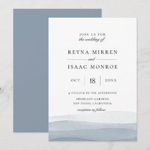 Dip Dye Blue Waterverf Wedding Kaart