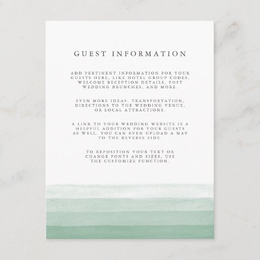 Dip Dye Guest Details Enclosure Kaart | Fern (Voorkant)