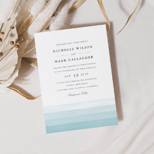 Dip Dye Waterverf Wedding Invitation Aqua Kaart
