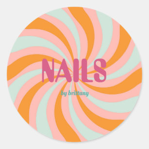 Dip Swirl Patroon Nagelsalon Ronde Sticker